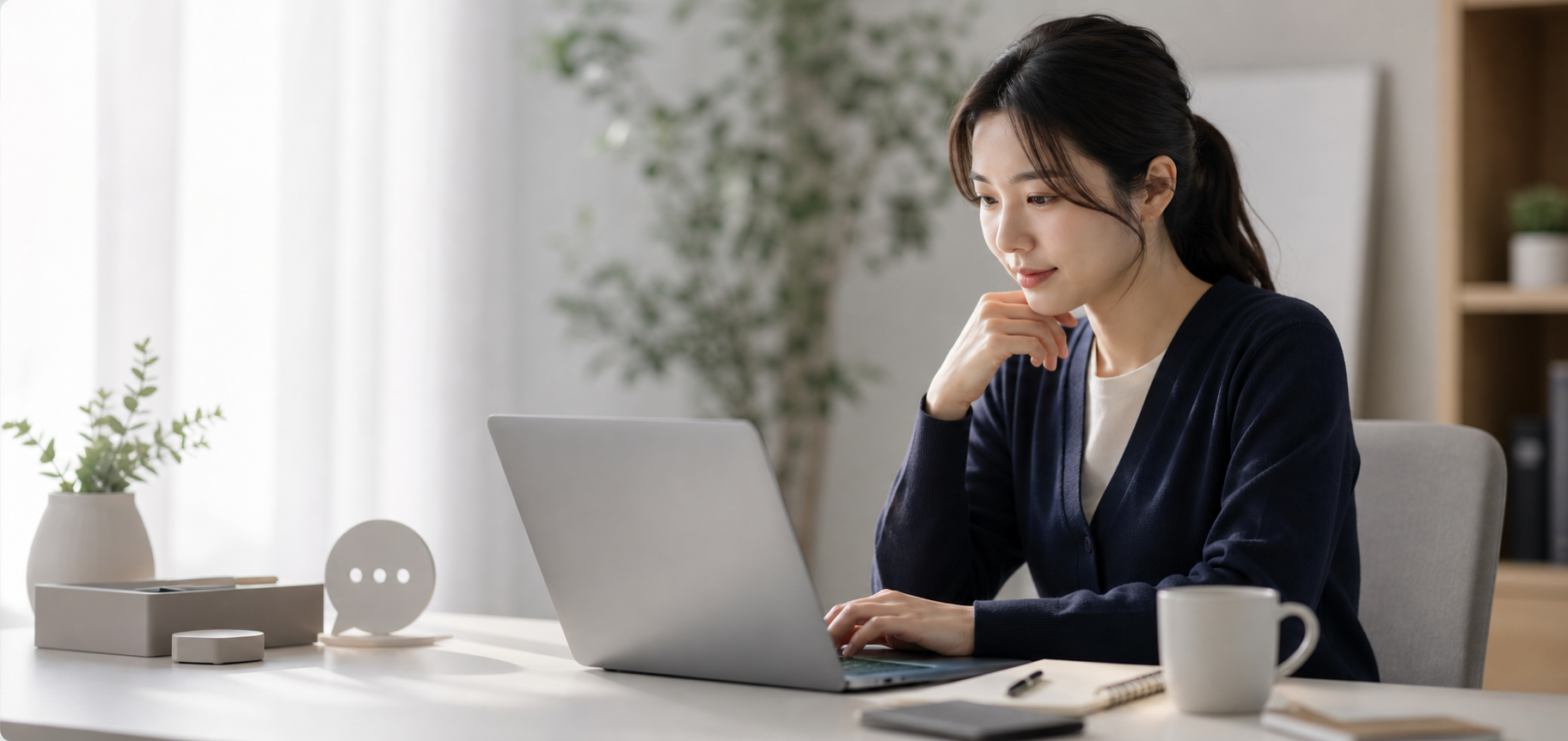 고객센터 문의와 FAQ 확인을 위한 차분한 업무용 책상 이미지